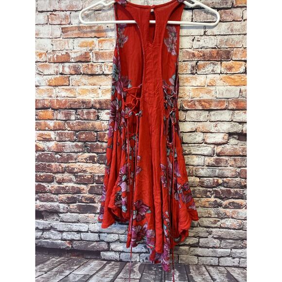 Free People Red floral sleeveless tunic top blouse women’s size Xs - Picture 8 of 8